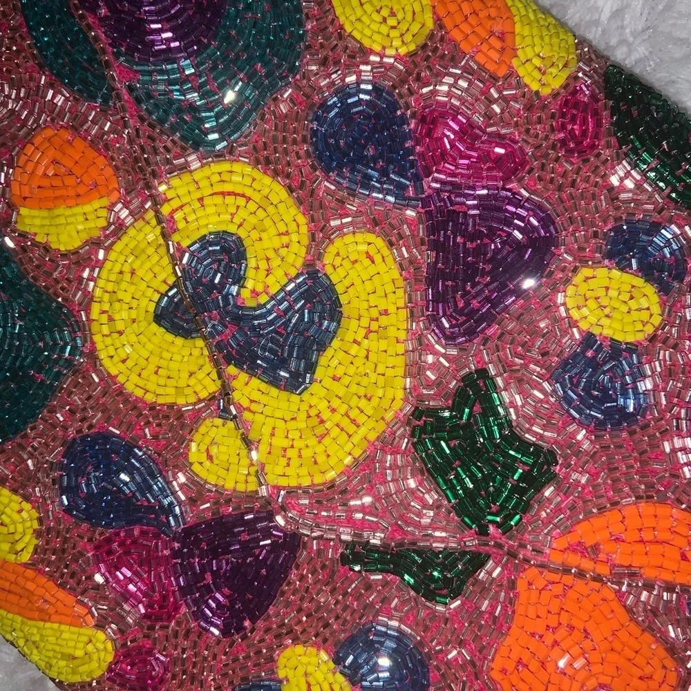 Blush Leo clutch hand beaded NWT COLORFUL boho glam formal crossbody formal Nwt